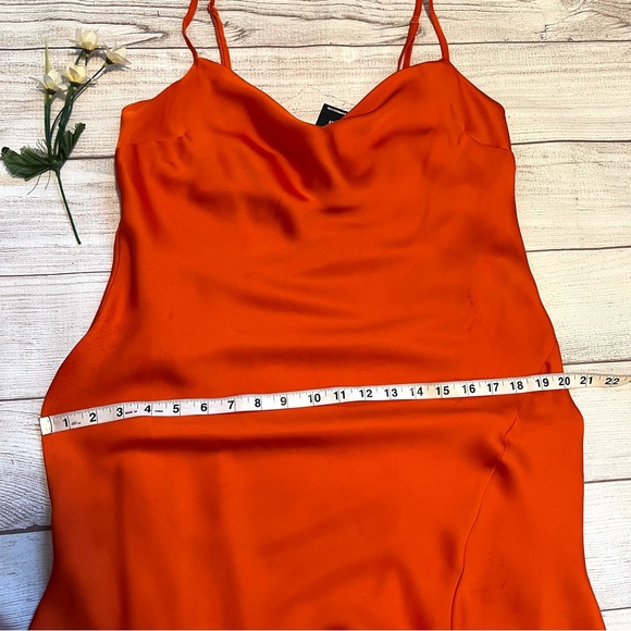 EXPRESS Satin Cowl Neck Asymmetrical Hem Maxi Slip Dress - Picture 14 of 16